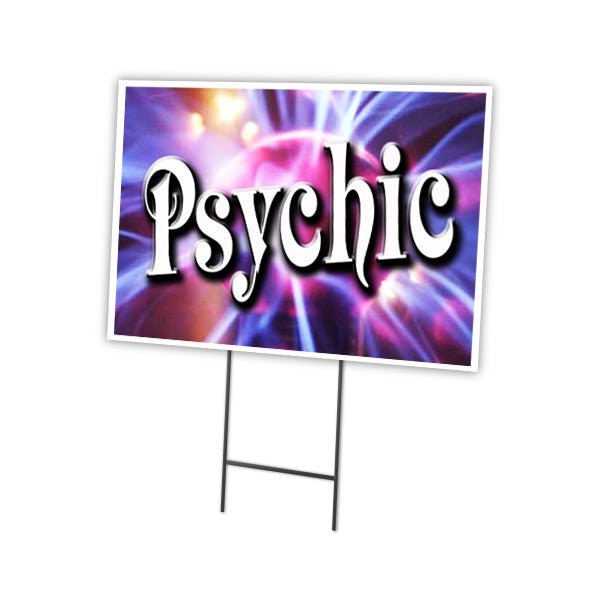 Psychic Yard Sign & Stake outdoor plastic coroplast window, C-1824-DS-Psychic